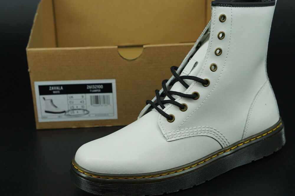 Doc Martens Zavala White 8 Eyelet Combat Ankle Boot size 11 US 43 EU Black